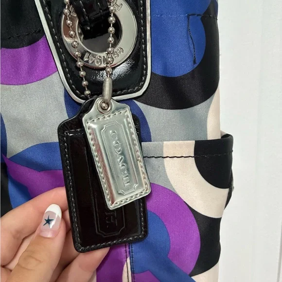 Coach Blue and Purple Circle Pattern Tote - Picture 4 of 16